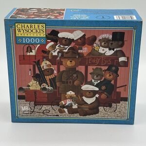 Milton Bradley Charles Wysocki 1000 Piece Puzzle Teddy Bus Train Bear 04679-14